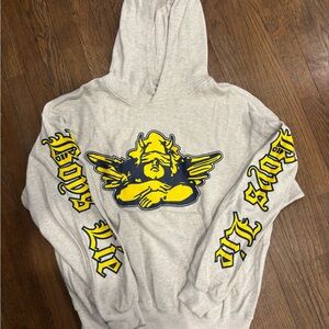 Boys Lie Gray Hoodie with Yellow Graphic